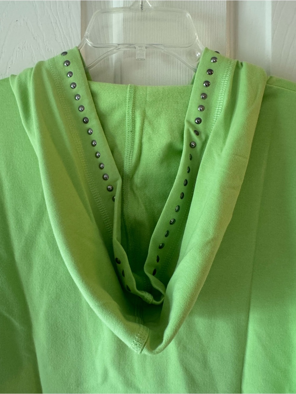 NWT-Christine Alexander Lime Green Zip Hoodie with Stud Accents-Size Large - Picture 8 of 10